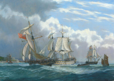74 Gun Ship in Carrick Roads Geoffrey Huband Historic