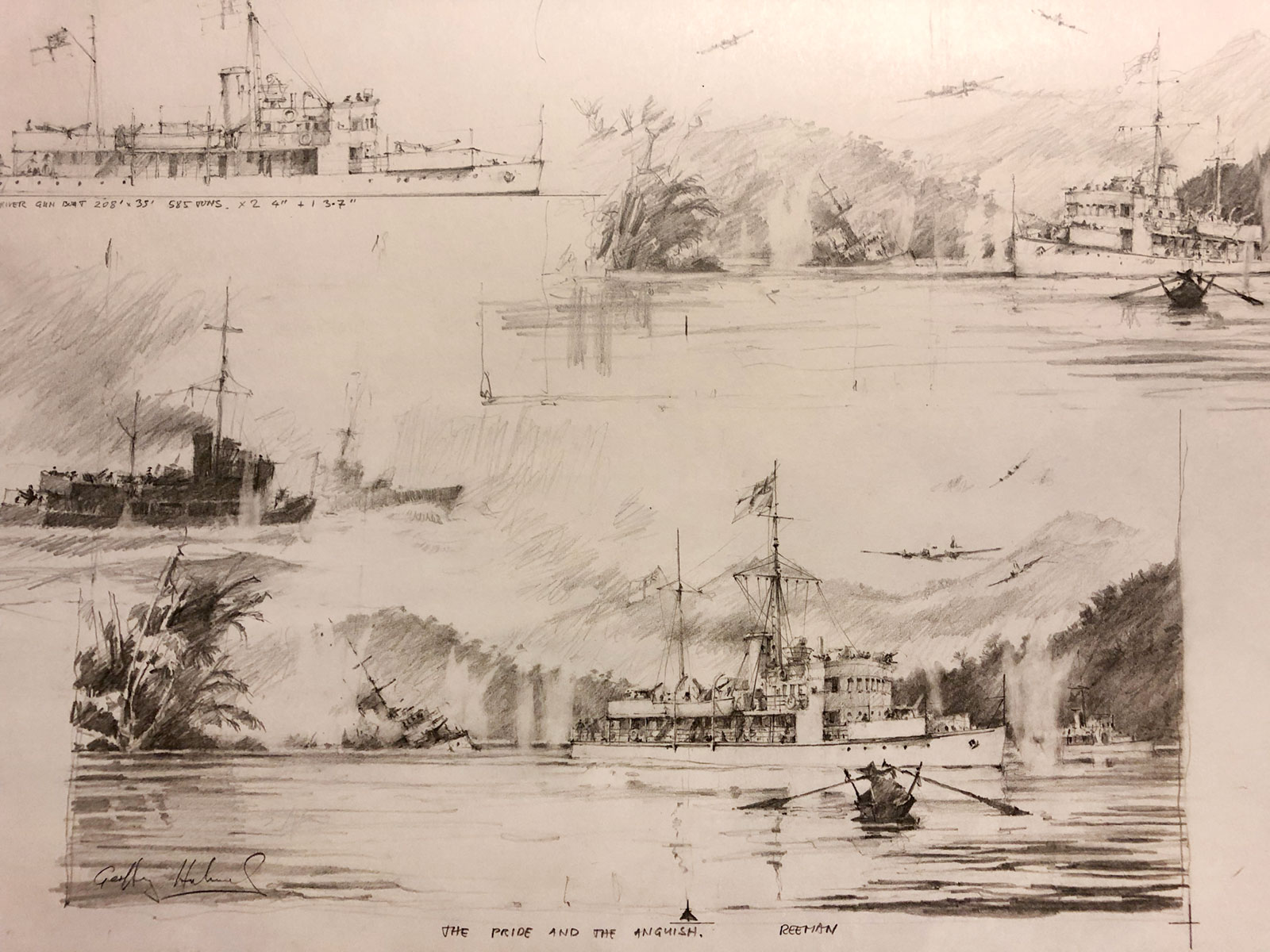 Preparatory sketches - Douglas Reeman Gunboat The Pride & The Anguish Preparatory sketches - Douglas Reeman Gunboat The Pride & The Anguish